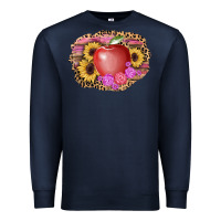 Navy apple sunflower back to school background Premium Sweatshirt - AdoDesignShop