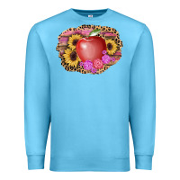 Ocean Blue apple sunflower back to school background Premium Sweatshirt - AdoDesignShop