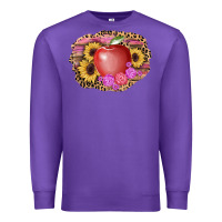 Purple apple sunflower back to school background Premium Sweatshirt - AdoDesignShop