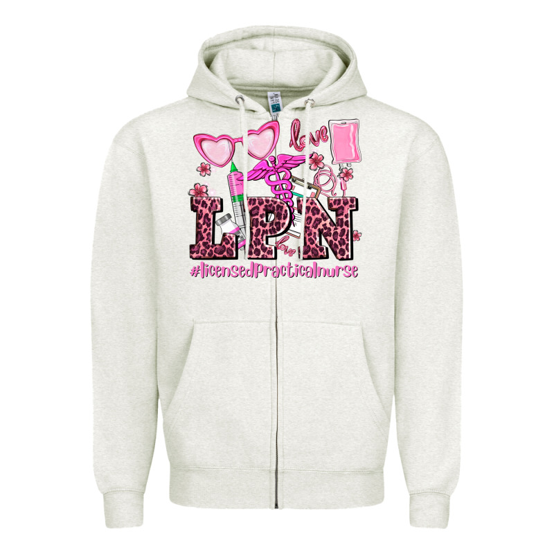 Valentines Day Lpn Licensed Practical Nurse Zipper Hoodie by AdoDesignShop | Teevron