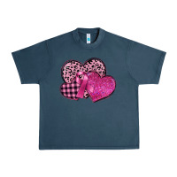 Midnight Navy breast cancer hearts Urban Heavy Tee - FaDigitalArtStudio