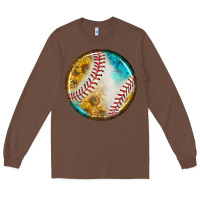 Chestnut baseball with sunflower round earrings Long Sleeve Tee - BundleAndBundleShop