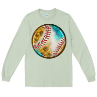 Matcha baseball with sunflower round earrings Long Sleeve Tee - BundleAndBundleShop