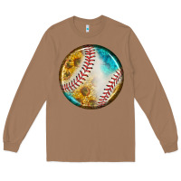 Toasted Coconut baseball with sunflower round earrings Long Sleeve Tee - BundleAndBundleShop