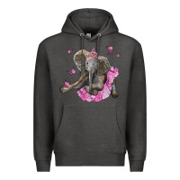 Charcoal Heather baby elephant with tutu Premium Hoodie - LillyAllenDesigns