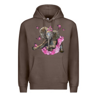 Coffee baby elephant with tutu Premium Hoodie - LillyAllenDesigns