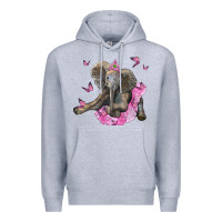 Heather Grey baby elephant with tutu Premium Hoodie - LillyAllenDesigns