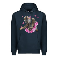 Navy baby elephant with tutu Premium Hoodie - LillyAllenDesigns