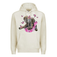 Oatmeal Heather baby elephant with tutu Premium Hoodie - LillyAllenDesigns