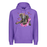 Purple baby elephant with tutu Premium Hoodie - LillyAllenDesigns