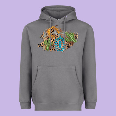Horseshoe Leopard Gemstone Cactus Patch Heavyweight Hoodie Designed By Adodesignshop