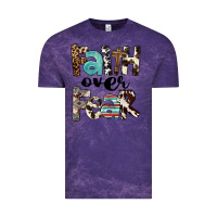 Cloud Purple Western Faith Over Fear Vintage Tee - FaDigitalArtStudio