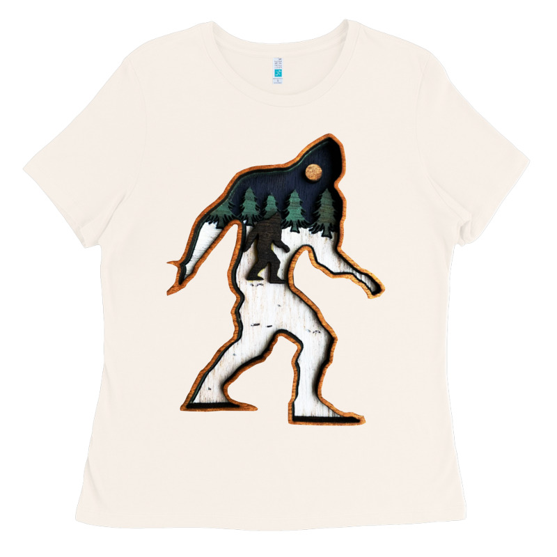 Bigfoot Wood Layered Christmas Ladies Tee by DesigneFamous | Teevron
