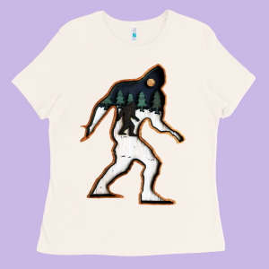 Bigfoot Wood Layered Christmas Ladies Tee Designed By Designefamous