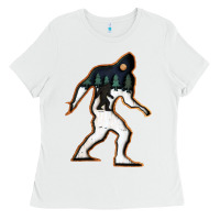 White bigfoot wood layered christmas Ladies Tee - DesigneFamous