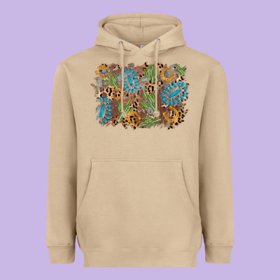 Horseshoe Leopard Gemstone Cactus Background Heavyweight Hoodie Designed By Adodesignshop