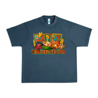 Midnight Navy Happy Thanksgiving Urban Heavy Tee - FaDigitalArtStudio