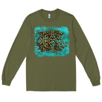 Army Green leopard turquoise Long Sleeve Tee - RanaPortraitStore