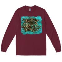 Burgundy leopard turquoise Long Sleeve Tee - RanaPortraitStore