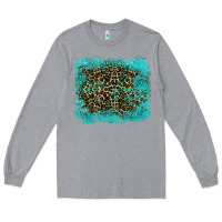 Heather Grey leopard turquoise Long Sleeve Tee - RanaPortraitStore