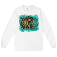 White leopard turquoise Long Sleeve Tee - RanaPortraitStore