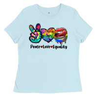 Baby Blue Peace love equality LGBT+ Ladies Tee - CowGirlArtShop