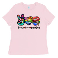 Bubblegum Pink Peace love equality LGBT+ Ladies Tee - CowGirlArtShop