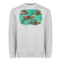 Heather Grey leopard turquoise glitter background Heavyweight Sweatshirt - AdoDesignShop