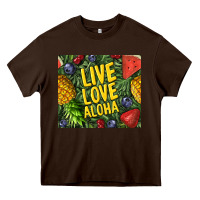 Chocolate Brown live love aloha Heavy Core Tee - TumblerDesignByShophia