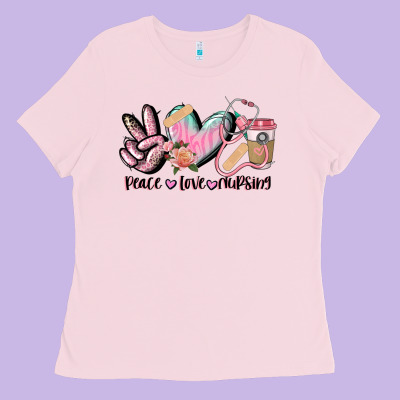 Peace Love Nursing Ladies Tee Designed By Cowgirlartshop