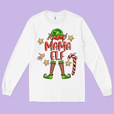 Mama Elf Long Sleeve Tee Designed By Fadigitalartstudio