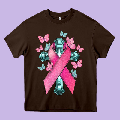 Cancer Cross Cancer Awareness Heavy Core Tee Designed By Howdyjamesfarm