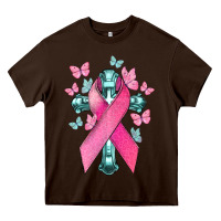 Chocolate Brown Cancer Cross Cancer Awareness Heavy Core Tee - HowdyJamesFarm