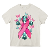 Cream Cancer Cross Cancer Awareness Heavy Core Tee - HowdyJamesFarm