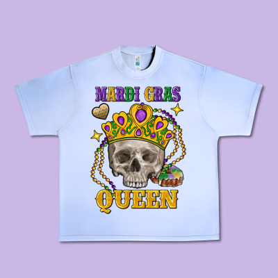 Skull Mardi Gras Queen Urban Heavy Tee Designed By Fadigitalartstudio