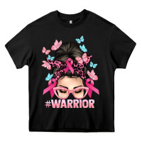 Black Warrior Cancer messy bun Cancer Awareness Heavy Core Tee - HowdyJamesFarm