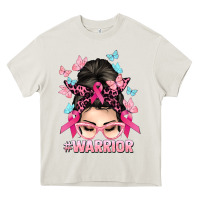Warrior Cancer Messy Bun Cancer Awareness Heavy Core Tee | Teevron