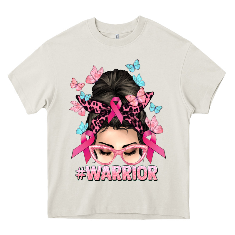 Warrior Cancer Messy Bun Cancer Awareness Heavy Core Tee by HowdyJamesFarm | Teevron