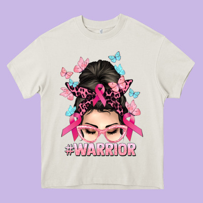 Warrior Cancer Messy Bun Cancer Awareness Heavy Core Tee Designed By Howdyjamesfarm
