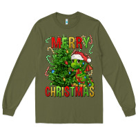 Army Green merry christmas dragon Long Sleeve Tee - FaDigitalArtStudio