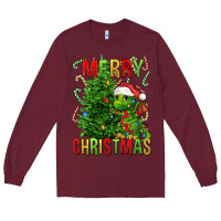 Burgundy merry christmas dragon Long Sleeve Tee - FaDigitalArtStudio