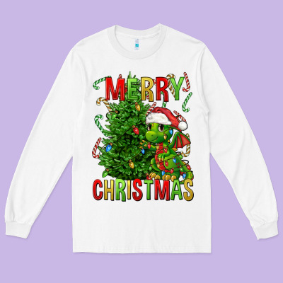 Merry Christmas Dragon Long Sleeve Tee Designed By Fadigitalartstudio