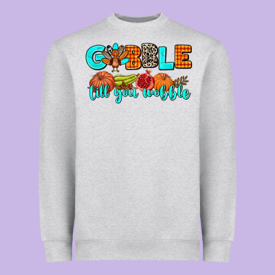 Gobble Till You Wobble Heavyweight Sweatshirt Designed By Adodesignshop