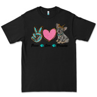 Black peace love frenchie Premium Tee - RanaPortraitStore
