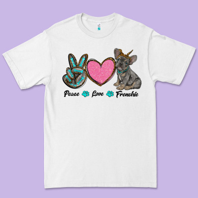 Peace Love Frenchie Premium Tee Designed By Ranaportraitstore