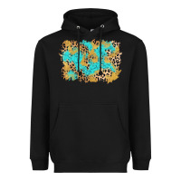 Black glitter leopard turquoise background Heavyweight Hoodie - AdoDesignShop