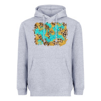 Heather Grey glitter leopard turquoise background Heavyweight Hoodie - AdoDesignShop