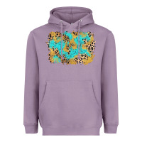 Lavender glitter leopard turquoise background Heavyweight Hoodie - AdoDesignShop