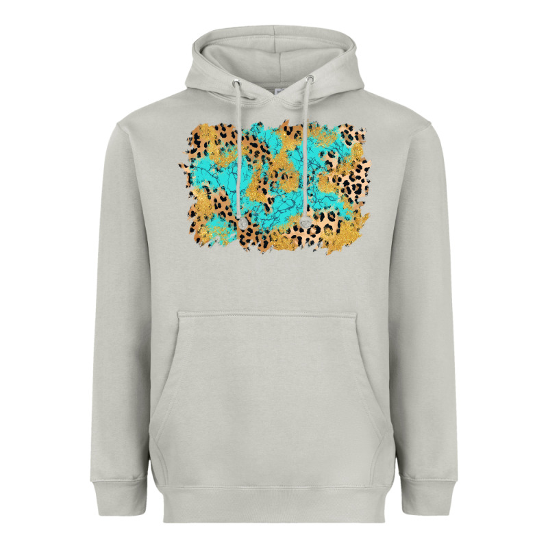 Glitter Leopard Turquoise Background Heavyweight Hoodie by AdoDesignShop | Teevron