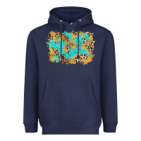Navy glitter leopard turquoise background Heavyweight Hoodie - AdoDesignShop